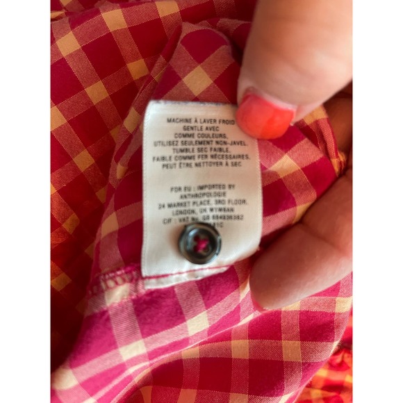 Anthropologie Holding Horses Plaid Button Up Shirt Top Ruffle Size 2 - Picture 12 of 12